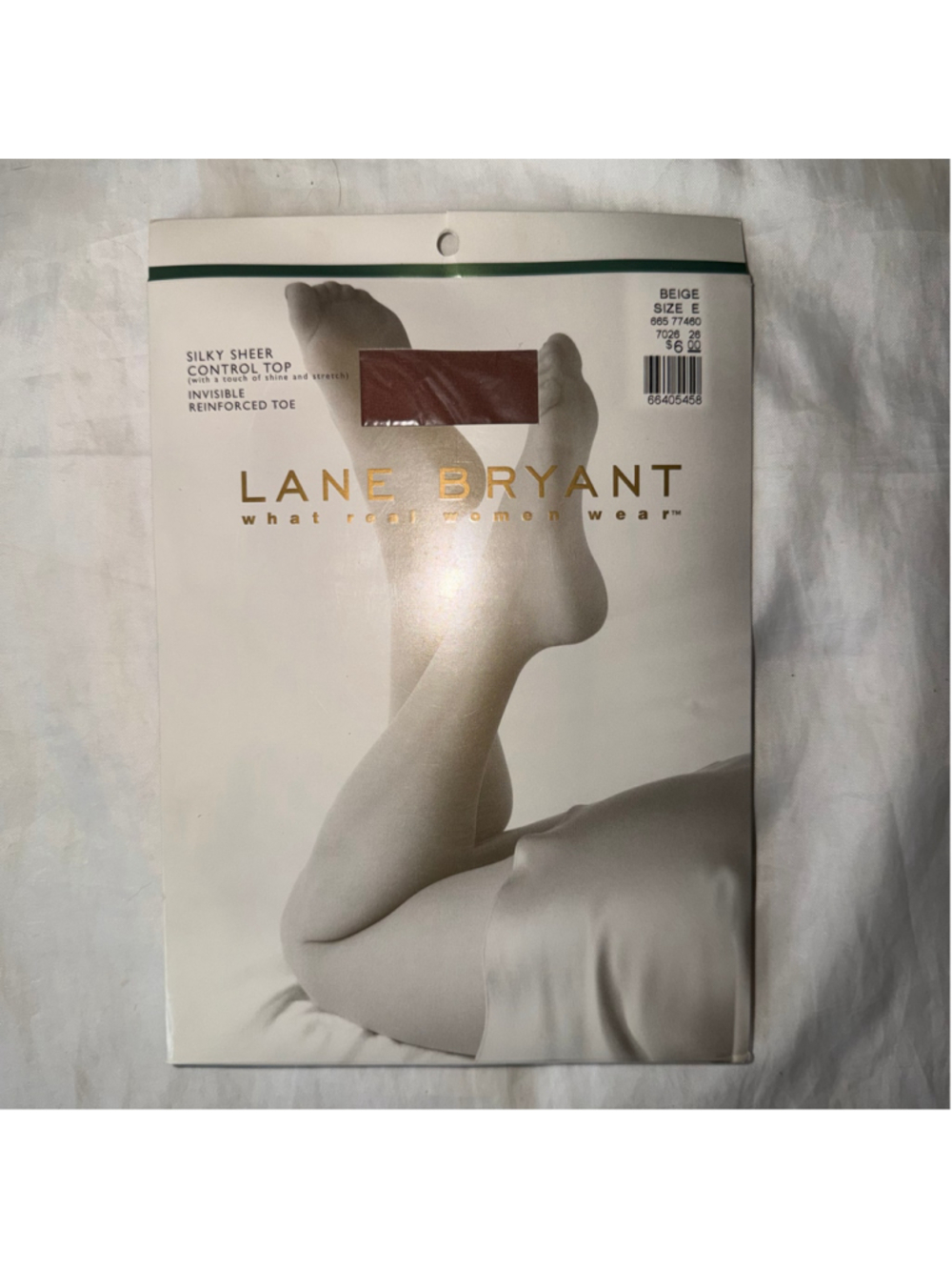 NOS Women's Size E Lane Bryant Beige Control Top Reinforced Toe Pantyhose USA